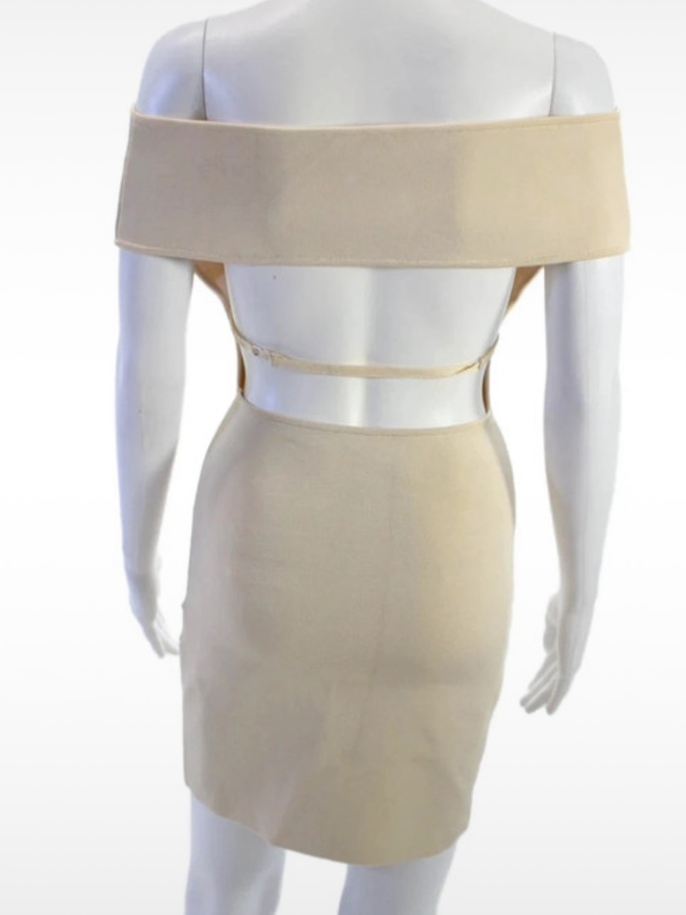 Jacquemus Beige Off-Shoulder Backless Mini Dress